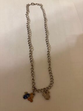 Walt Disney World Parks link charm necklace with crystal Mickey charm 18”